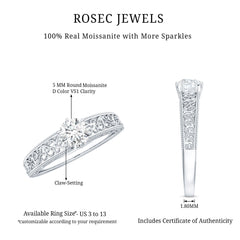 Round Cut Solitaire Moissanite Vintage Looking Engagement Ring