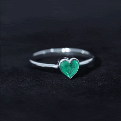 Real Emerald Heart Solitaire Ring in Bezel Setting