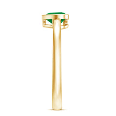 Real Emerald Heart Solitaire Ring in Bezel Setting