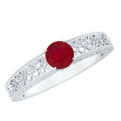 Vintage Inspired Ruby Engagement Ring with Surprise Diamond