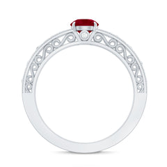 Vintage Inspired Ruby Engagement Ring with Surprise Diamond
