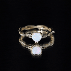 Natural Ethiopian Opal Diamond Heart Promise Engagement Ring