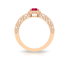 Vintage Inspired Ruby Solitaire Engagement Ring