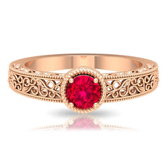 Vintage Inspired Ruby Solitaire Engagement Ring