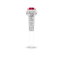 Vintage Inspired Ruby Solitaire Engagement Ring