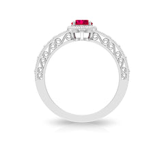 Vintage Inspired Ruby Solitaire Engagement Ring
