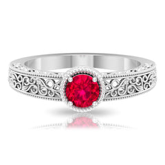 Vintage Inspired Ruby Solitaire Engagement Ring