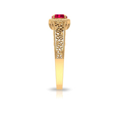 Vintage Inspired Ruby Solitaire Engagement Ring