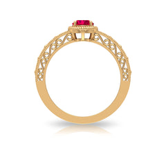 Vintage Inspired Ruby Solitaire Engagement Ring