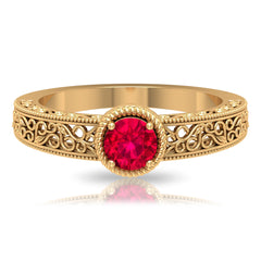 Vintage Inspired Ruby Solitaire Engagement Ring