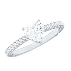 Moissanite Solitaire Promise Ring with Twisted Rope Band
