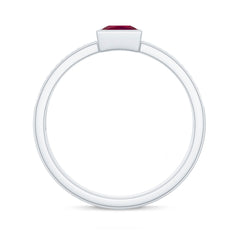 1 CT Princess Cut Ruby Engagement Ring with Diamond