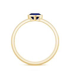 1 CT Blue Sapphire Heart Solitaire Engagement Ring with Pave Diamond