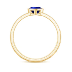 Heart Shape Created Blue Sapphire Solitaire Ring with Diamond Side Stone