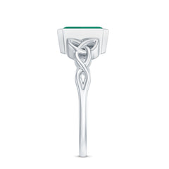 Certified Lab Grown Emerald Cut Emerald Engagement Ring with Celtic Knot