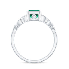 Certified Lab Grown Emerald Cut Emerald Engagement Ring with Celtic Knot