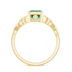 Certified Lab Grown Emerald Cut Emerald Engagement Ring with Celtic Knot