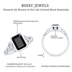 Solitaire Created Black Diamond Celtic Engagement Ring