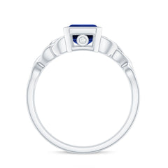 Solitaire Created Blue Sapphire Celtic Engagement Ring