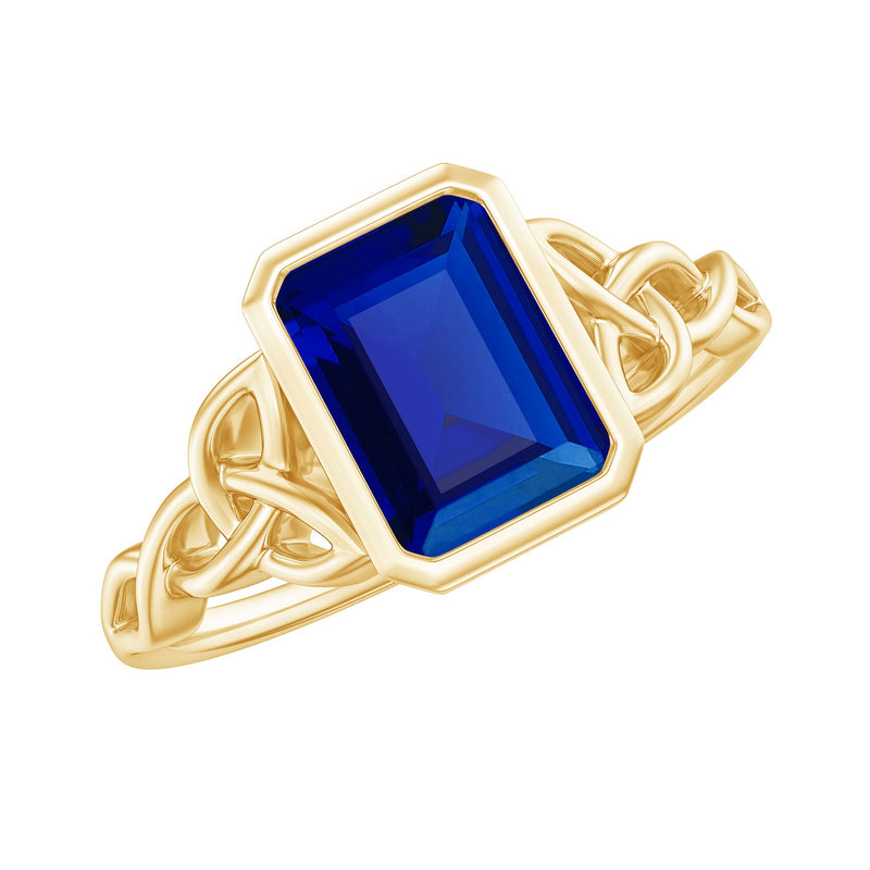 Solitaire Created Blue Sapphire Celtic Engagement Ring