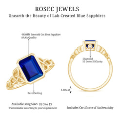 Solitaire Created Blue Sapphire Celtic Engagement Ring