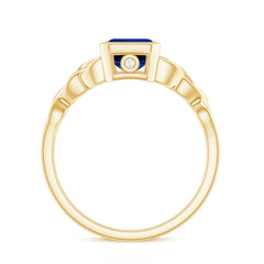 Solitaire Created Blue Sapphire Celtic Engagement Ring