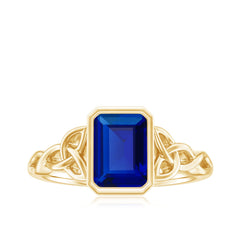 Solitaire Created Blue Sapphire Celtic Engagement Ring