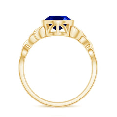 Certified 4 Carat Oval Lab Grown Blue Sapphire Bezel Set Engagement Ring