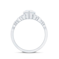 Pear Shaped Moonstone Solitaire Engagement Ring with Celtic Band