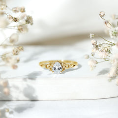 Pear Cut 5X7 MM Moissanite Celtic Engagement Ring