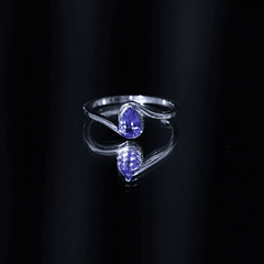 Natural Tanzanite Solitaire Engagement Ring with Bypass Shank