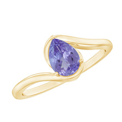 Natural Tanzanite Solitaire Engagement Ring with Bypass Shank