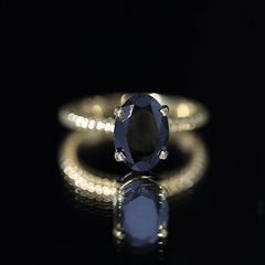 Created Black Diamond Solitaire Ring with Surprise Diamond