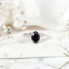 Created Black Diamond Solitaire Ring with Surprise Diamond