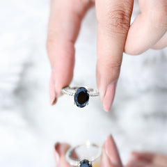 Created Black Diamond Solitaire Ring with Surprise Diamond