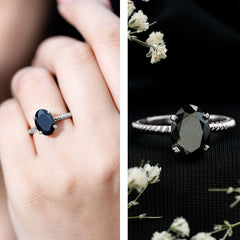 Created Black Diamond Solitaire Ring with Surprise Diamond
