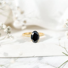 Created Black Diamond Solitaire Ring with Surprise Diamond