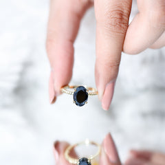 Created Black Diamond Solitaire Ring with Surprise Diamond