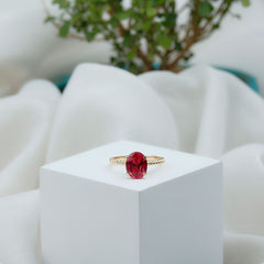 Created Ruby Solitaire Ring with Surprise Diamond and Twisted Rope
