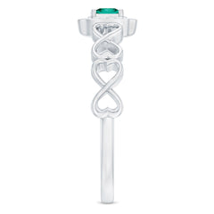Lab Grown Emerald Princess Cut Promise Ring with Diamond Halo