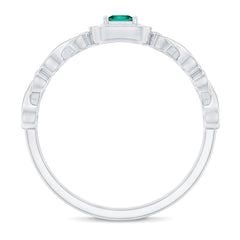 Lab Grown Emerald Princess Cut Promise Ring with Diamond Halo