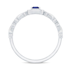 Certified Lab Blue Sapphire Diamond Promise Ring with Infinity Heart Shank