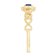 Certified Lab Blue Sapphire Diamond Promise Ring with Infinity Heart Shank