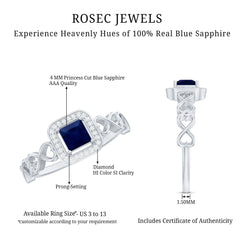 1/4 CT Infinity Heart Blue Sapphire Diamond Engagement Ring