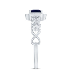 1/4 CT Infinity Heart Blue Sapphire Diamond Engagement Ring