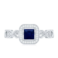 1/4 CT Infinity Heart Blue Sapphire Diamond Engagement Ring