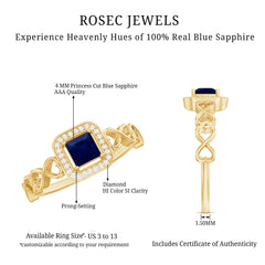 1/4 CT Infinity Heart Blue Sapphire Diamond Engagement Ring