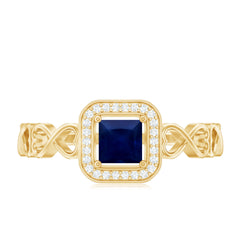 1/4 CT Infinity Heart Blue Sapphire Diamond Engagement Ring