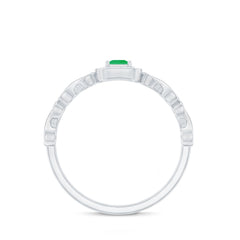 Natural Princess Cut Emerald Diamond Promise Ring For Her