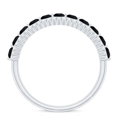 Natural Black Spinel Diamond Half Eternity Ring for Anniversary
